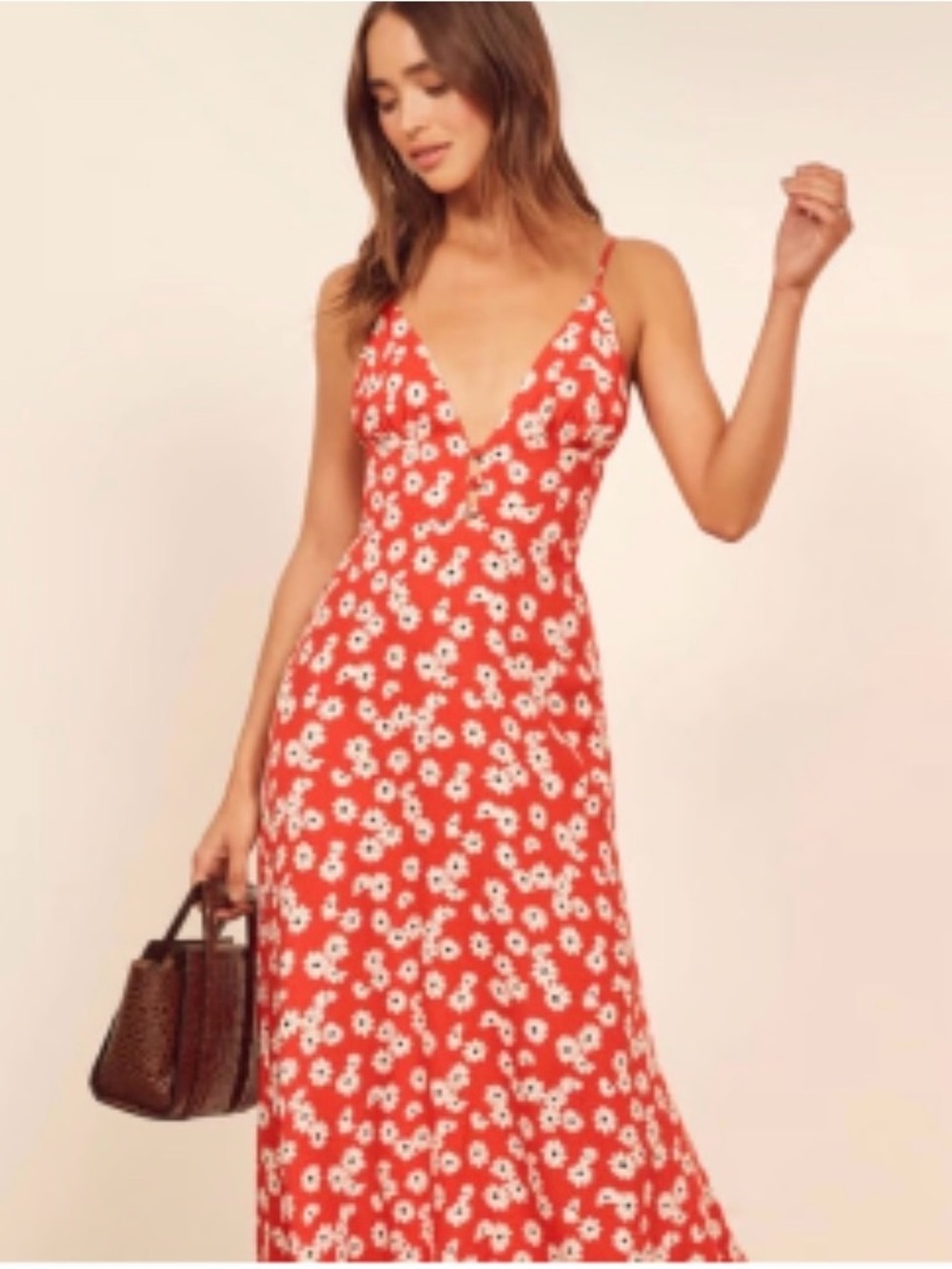 Rue 21 Floral Red V-Neck Maxi Dress